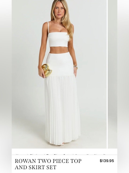 Showpo. Dresses & Skirts - Showpo White Two-Piece Pleated Maxi Skirt Set